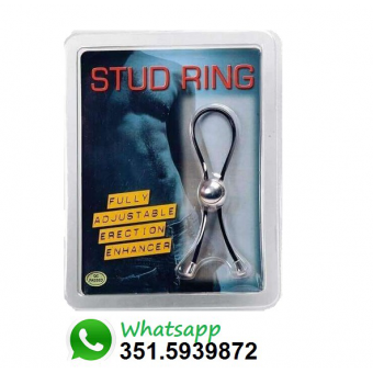 Anello fallico regolabile con sfere argentate Stud Ring